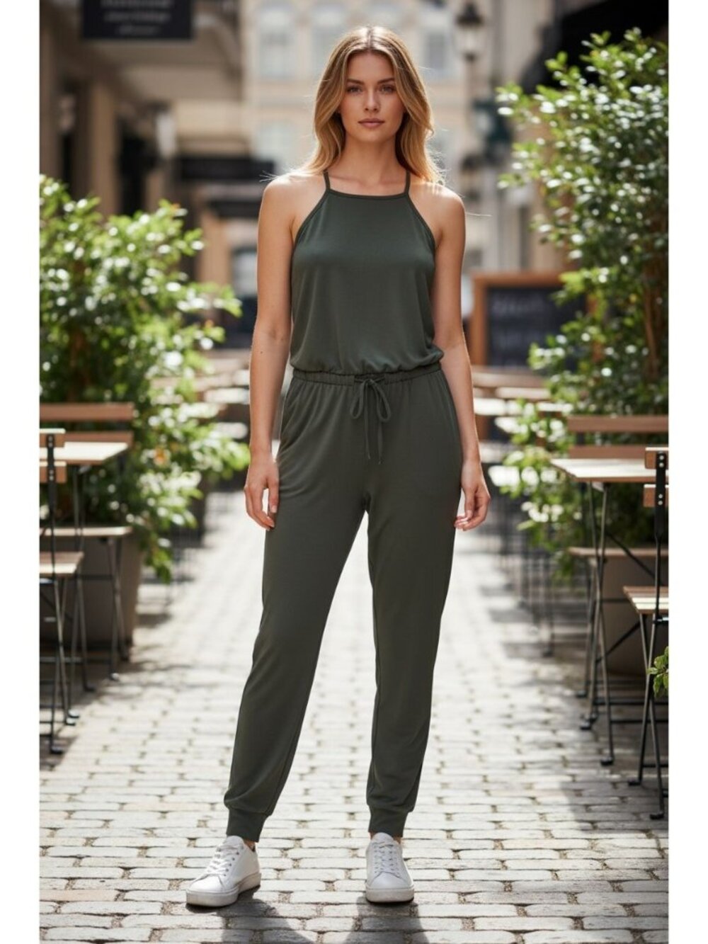 LANSTON Olive Green Jogger Jumpsuit Size Large NEW NWT